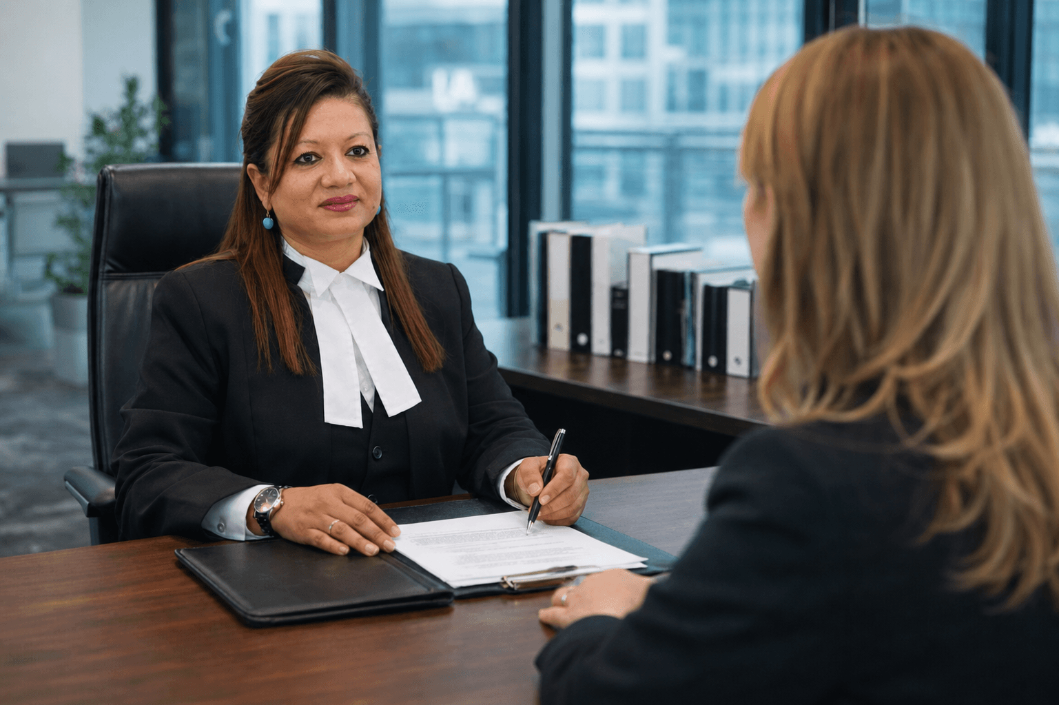 Rajani Tiwari — lawyer in consultation with a client at Karkee Law, Toronto